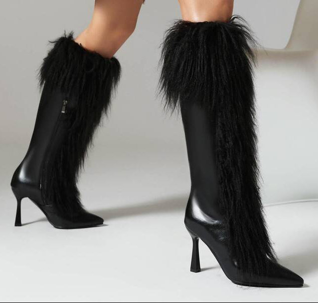 Sarah Express Tassel Stiletto Boots with Pointed Toe