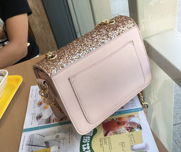 Sarah Express Sequined Square Shoulder Bag with Chain