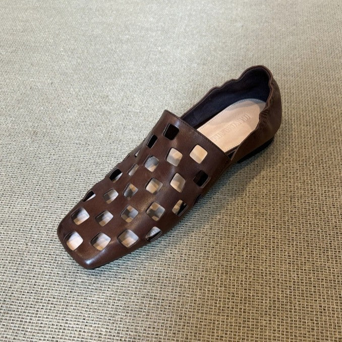 Sarah Express Women's Retro Square Toe Flat Loafers
