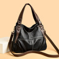Sarah Express Versatile PU Leather Tote Crossbody Bag Black