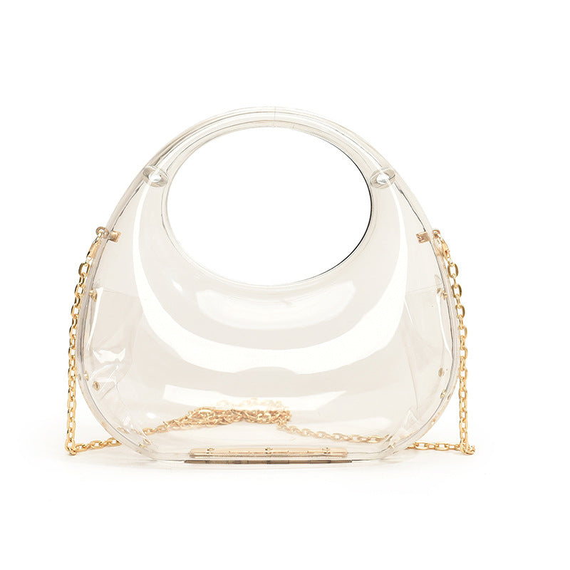 Sarah Express Acrylic Crescent Chain Shoulder Handbag Transparent