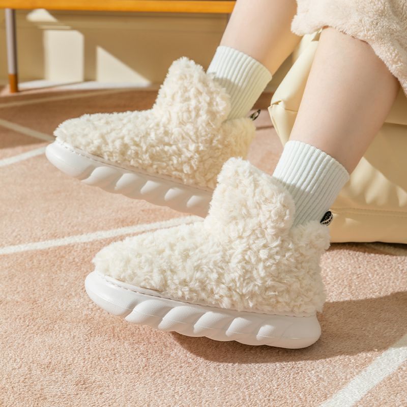 Sarah Express Unisex Waterproof Plush Platform Slippers White