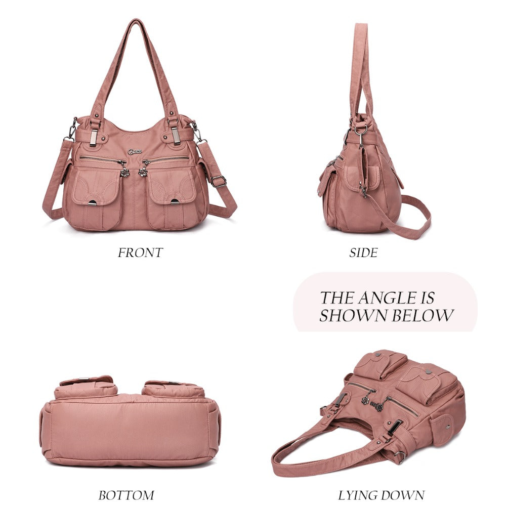 Sarah Express Soft Leather Multi-Pocket Messenger Bag