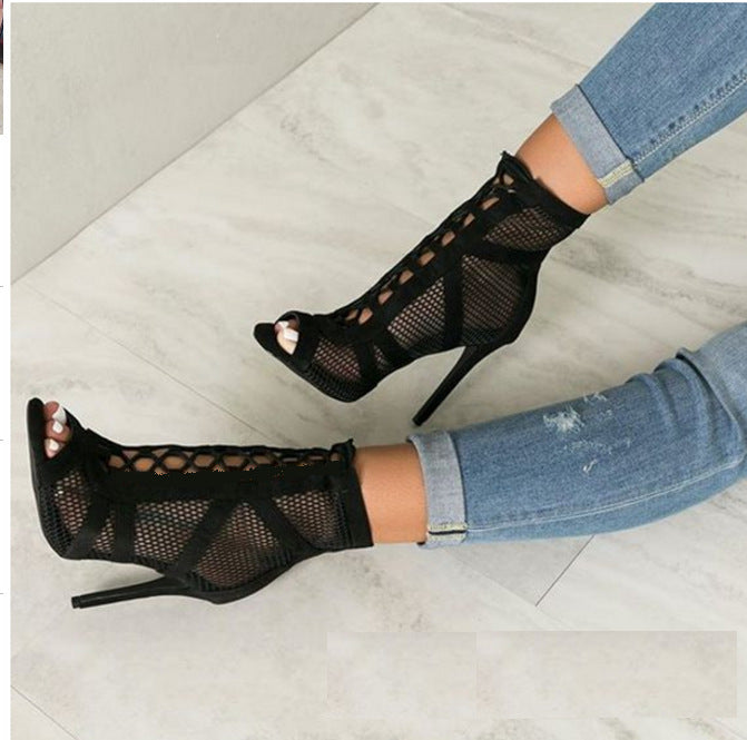 Sarah Express Open-Toe Suede Stiletto Platform Heels