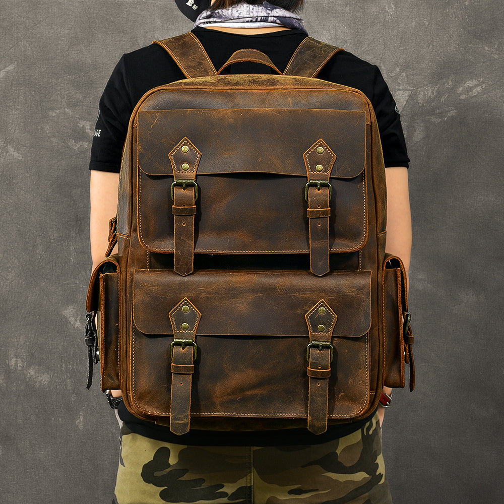 Sarah Express Vintage Crazy Horse Leather Backpack