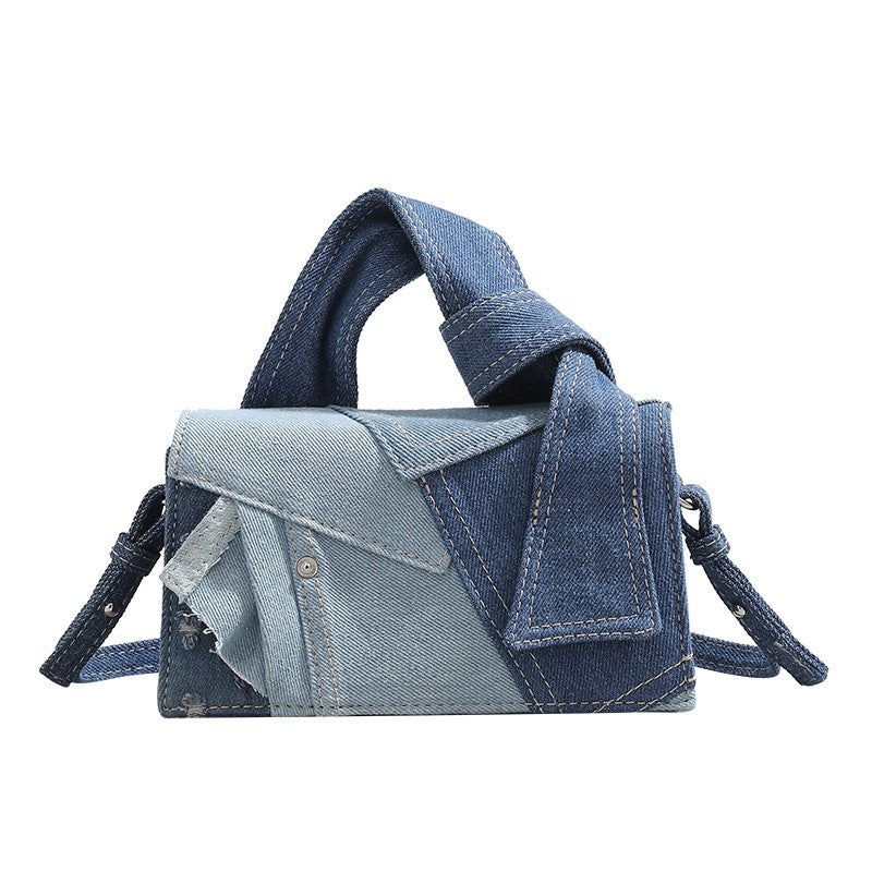 Sarah Express Denim Patchwork Crossbody Shoulder Bag Blue Single Bag
