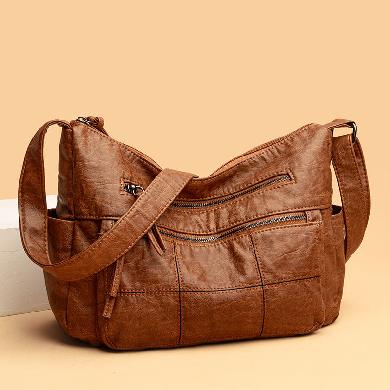 Sarah Express Solid Color PU Leather Crossbody Handbag