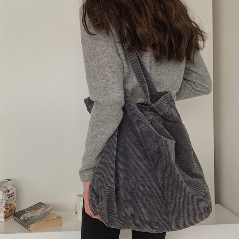 Sarah Express Soft Corduroy Large Capacity Tote Bag