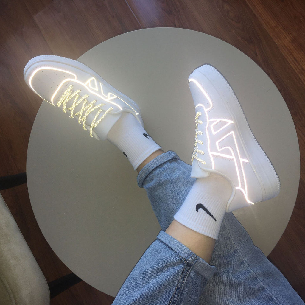 Sarah Express Reflective White Low Top Lace-Up Sneakers