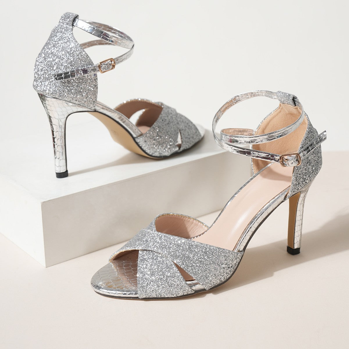 Sarah Express Glitter High Heel Latin Dance Sandals