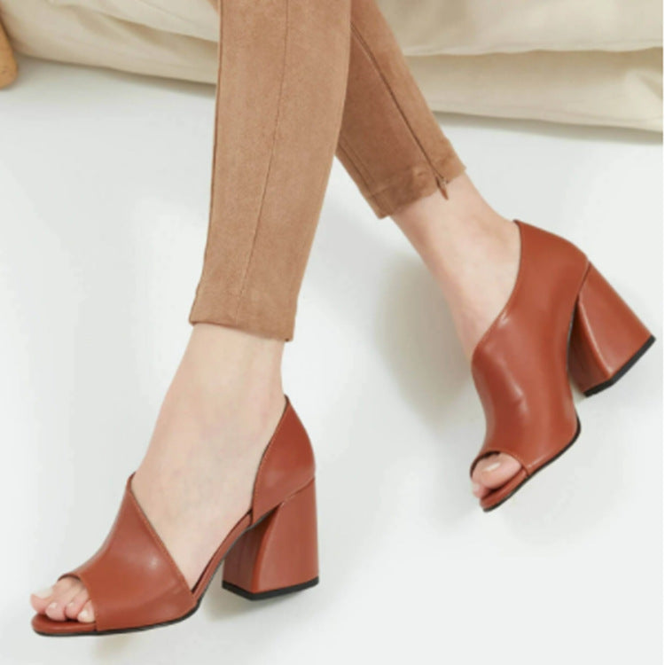 Sarah Express Chunky Heel Peep-Toe Platform Sandals
