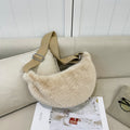 Sarah Express Plush Crescent Crossbody Shoulder Bag Khaki