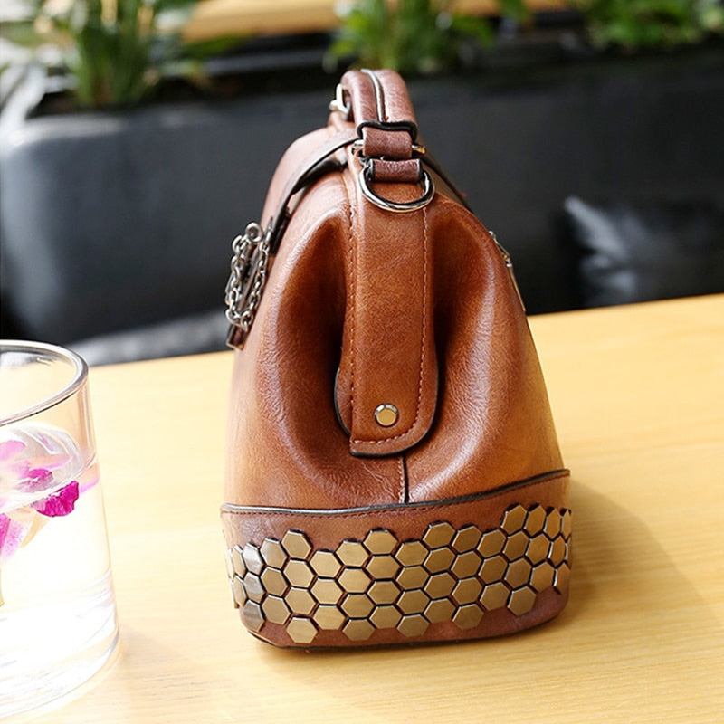 Sarah Express Vintage Rivet Doctor Crossbody Bag