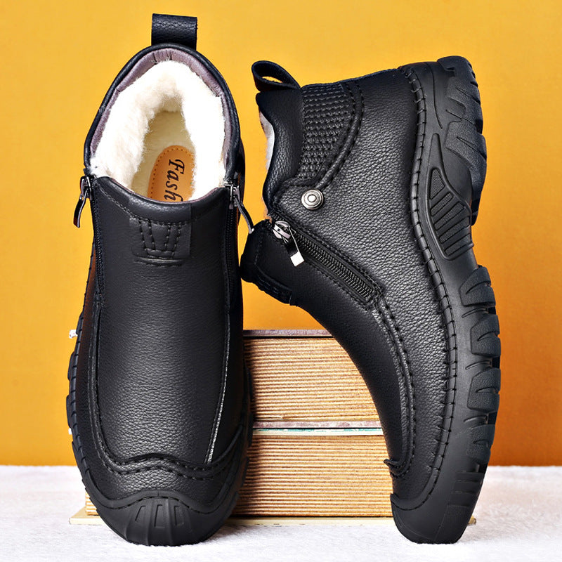 Sarah Express Men's Plush Lined Casual Zipper Flats