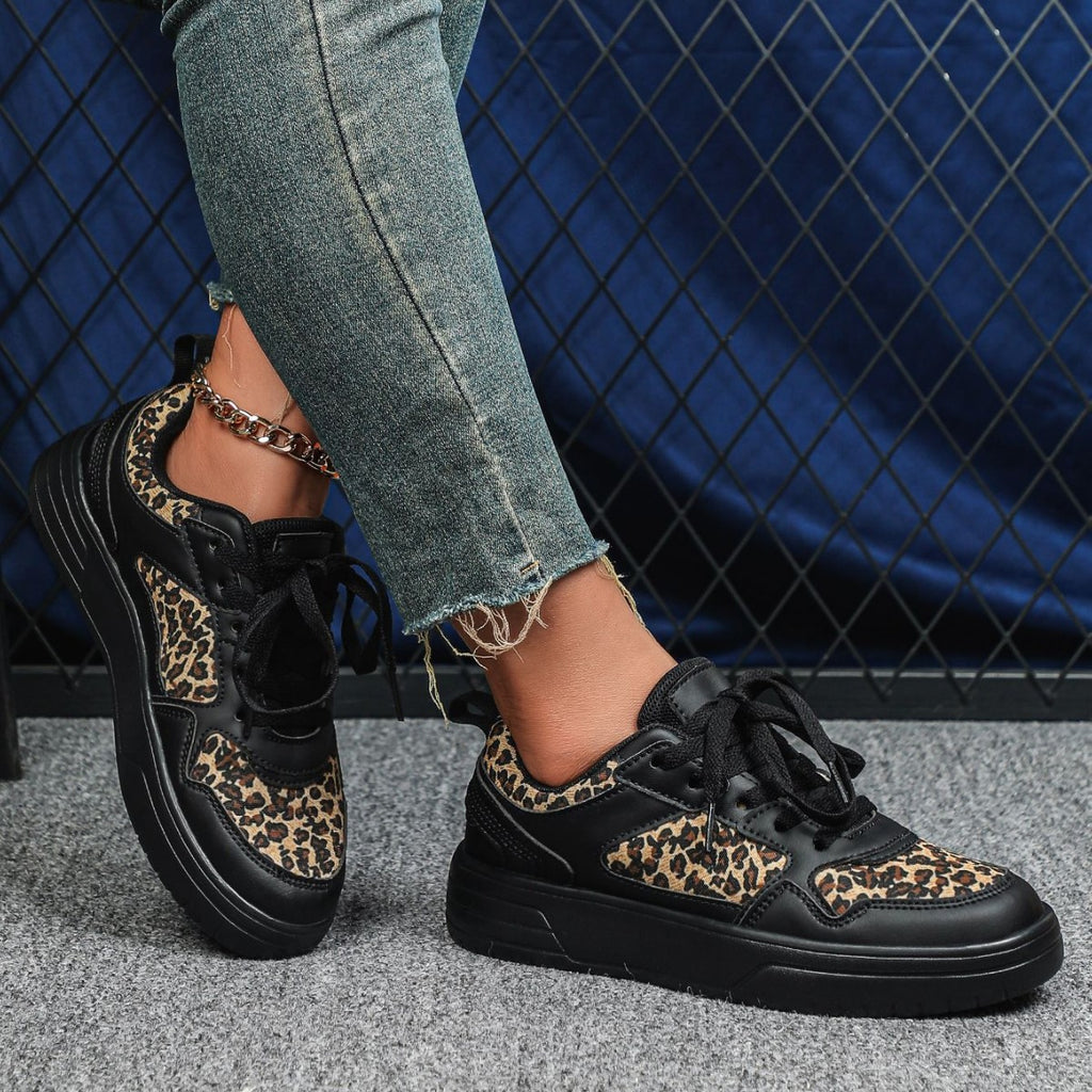 Sarah Express Casual Leopard Print Platform Sneakers