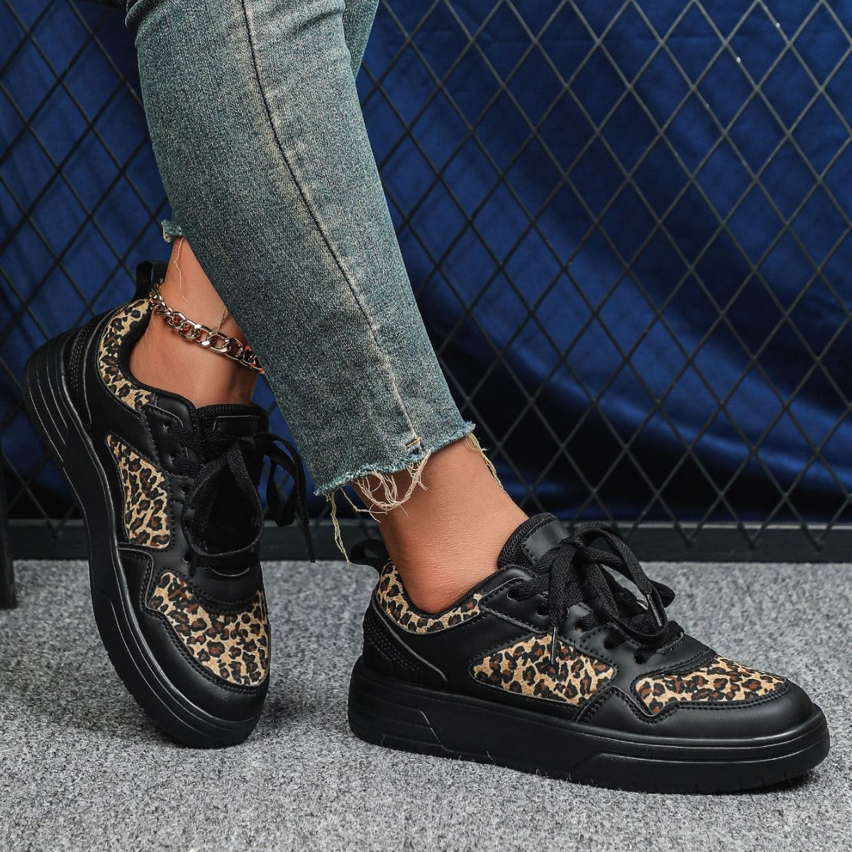 Sarah Express Casual Leopard Print Platform Sneakers