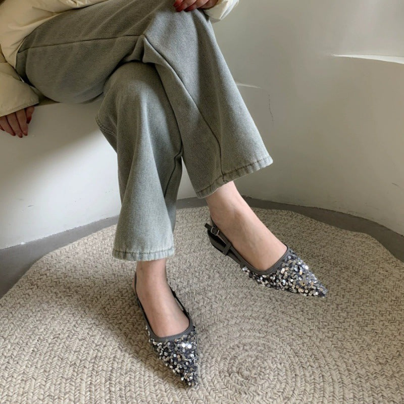 Sarah Express Sequin Pointed-Toe Slingback Pumps