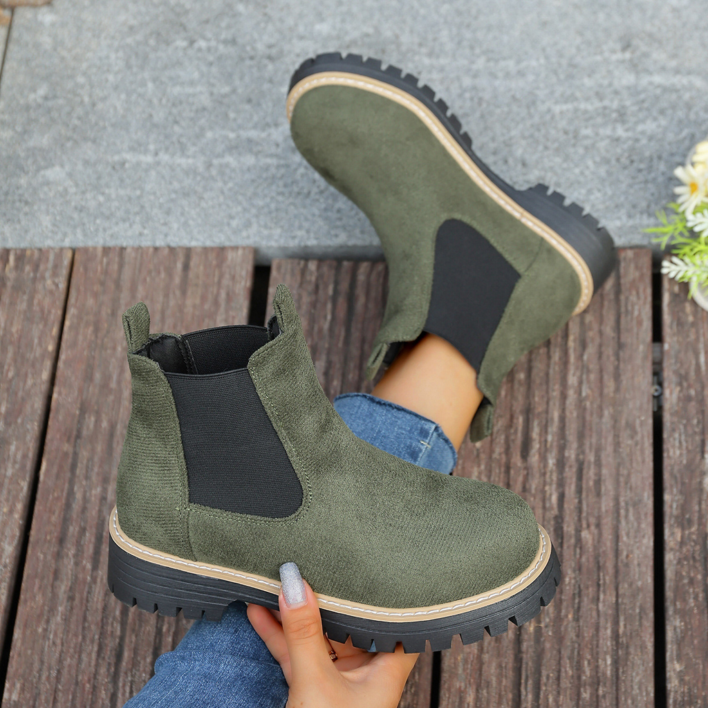 Sarah Express Women's Round Toe Square Heel Slip-On Boots
