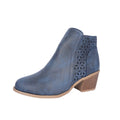 Sarah Express Chunky Heel Cutout Ankle Boots Blue