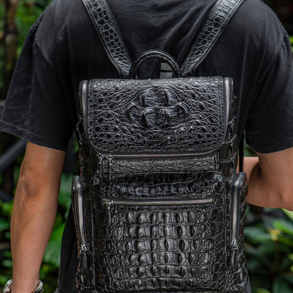Sarah Express Crocodile Texture Handmade Business Travel Backpack