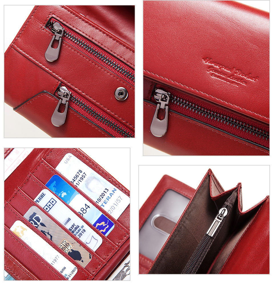 Sarah Express RFID Blocking Cowhide Leather Women's Wallet
