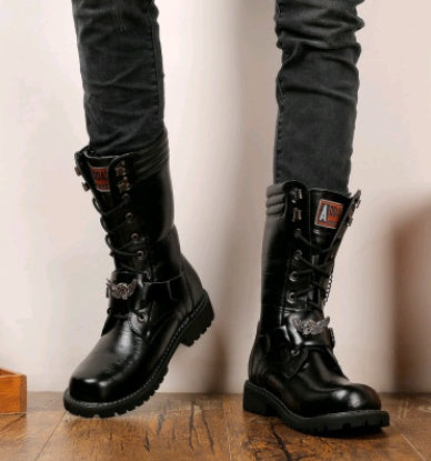 Sarah Express Men's Military Style Mid-Calf Combat Boots