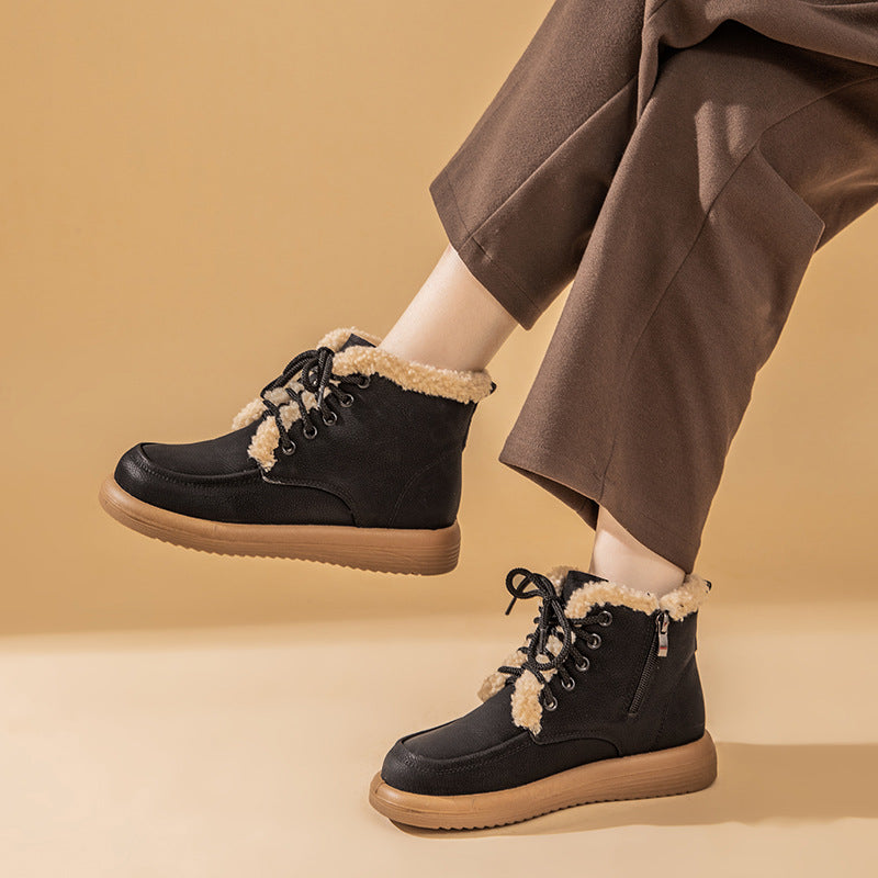 Sarah Express Plush Lace-Up Winter Ankle Boots