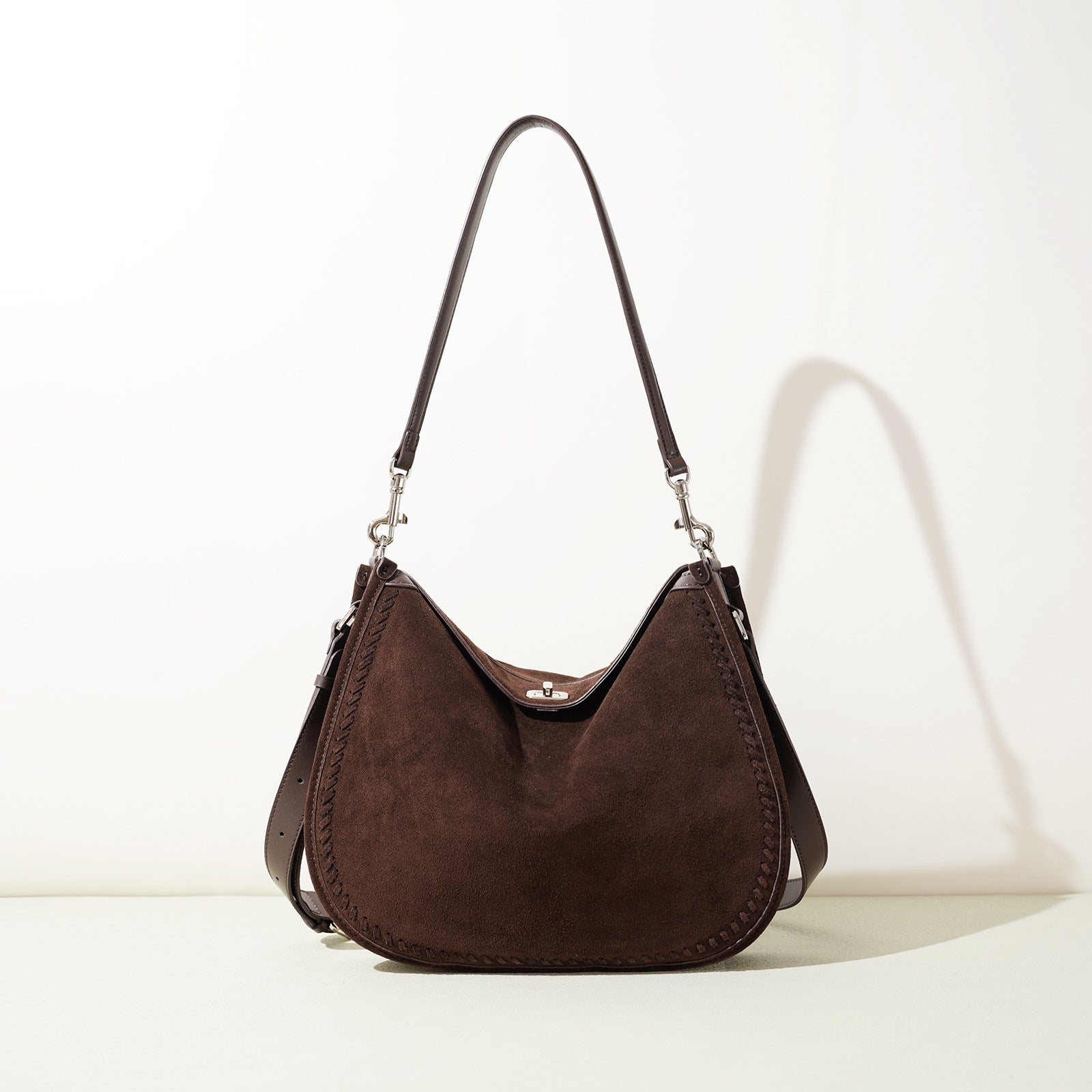 Sarah Express Genuine Suede Leather Cylindrical Crossbody Bag