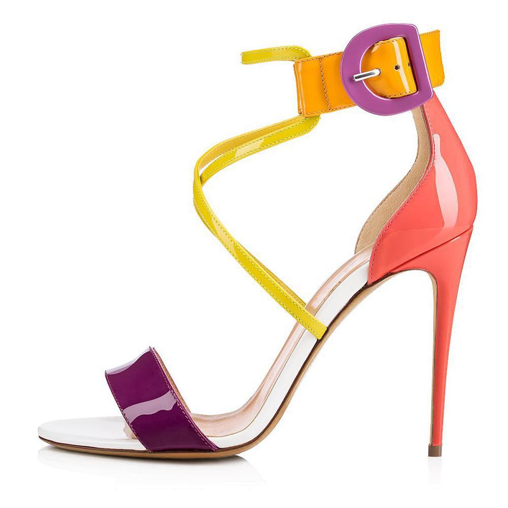 Sarah Express Colorful Patent Leather Stiletto Party Heels