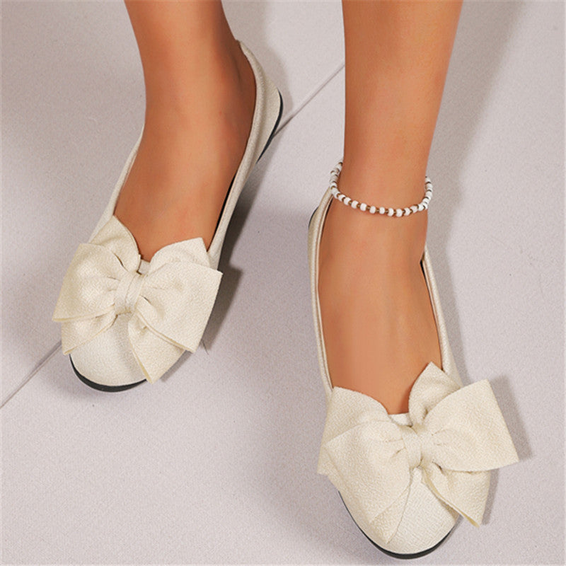 Sarah Express Women's Bowknot Slip-On Round Toe Flats