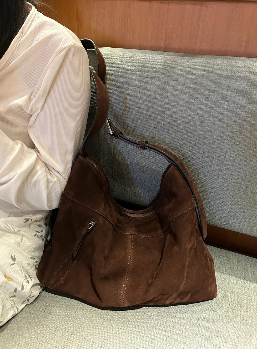 Sarah Express Matte Cowhide Leather Vertical Crossbody Bag