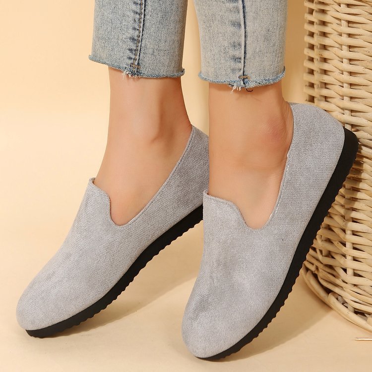 Sarah Express Women's Suede Slip-On Round Toe Flats