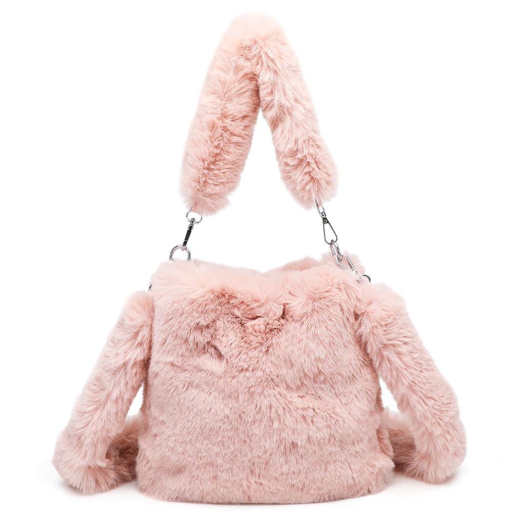 Sarah Express Plush Heart Detail Messenger Bag