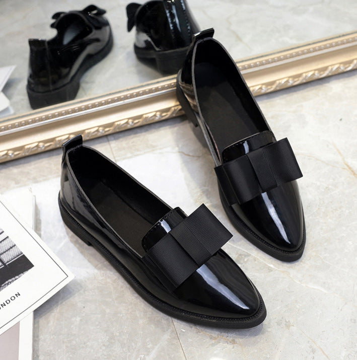 Sarah Express Bowtie Pointed Toe Patent Loafers