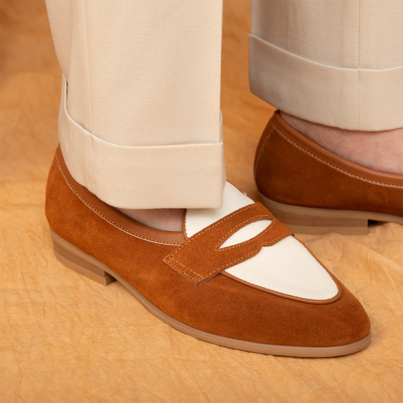 Sarah Express Men's Casual Two-Tone Leather Loafers
