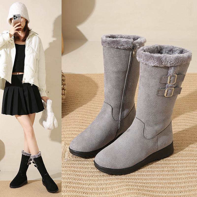Sarah Express Fleece-Lined Suede Mid-Calf Winter Boots