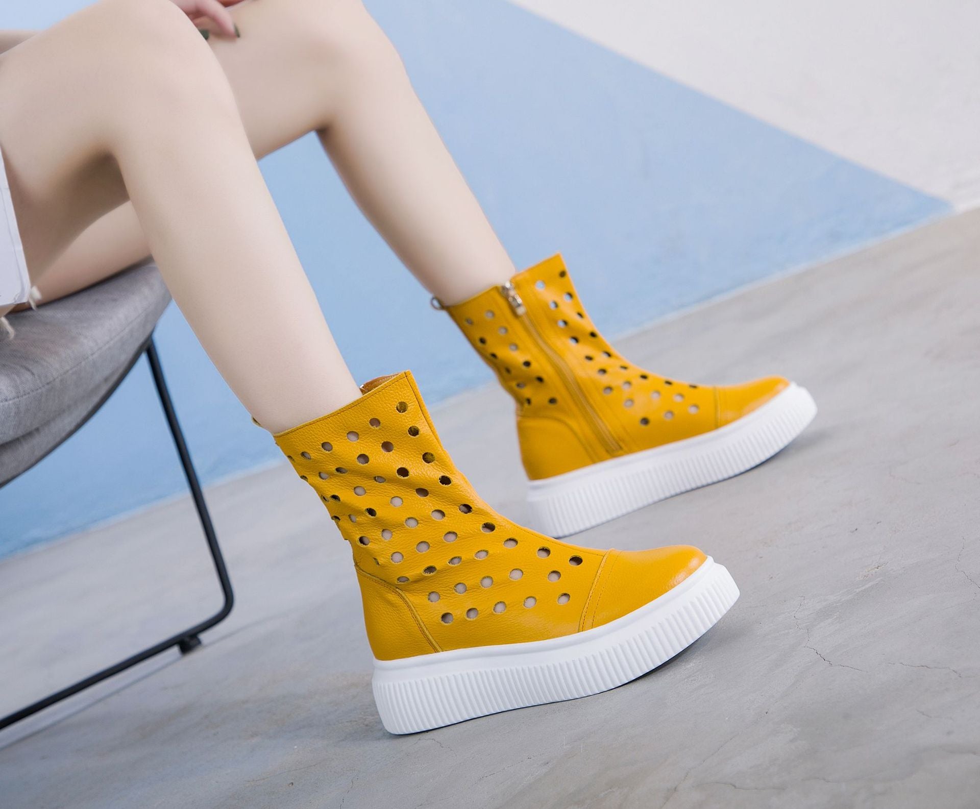 Sarah Express Breathable Cutout Platform Ankle Boots
