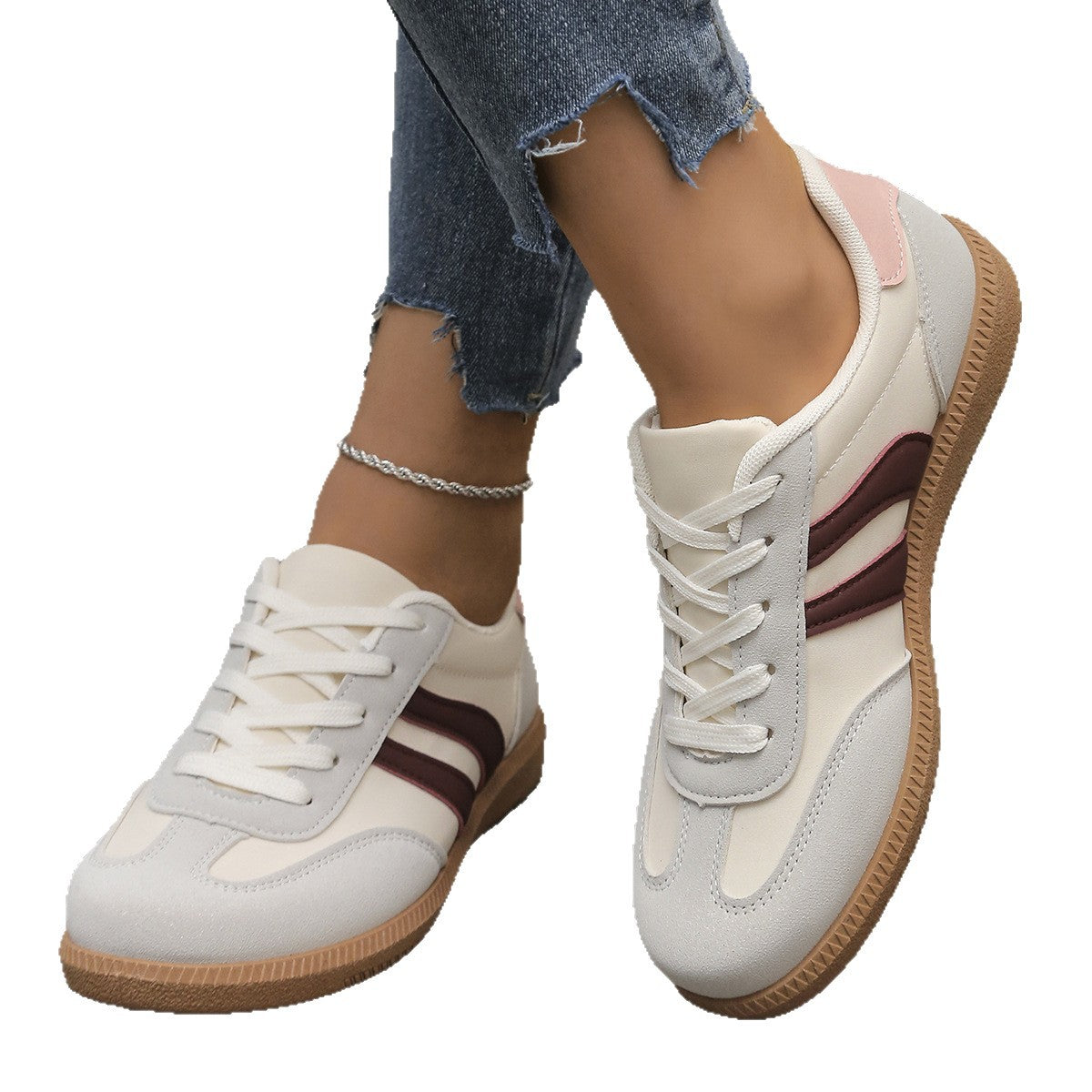 Sarah Express Retro Color-Block Low-Top Training Sneakers