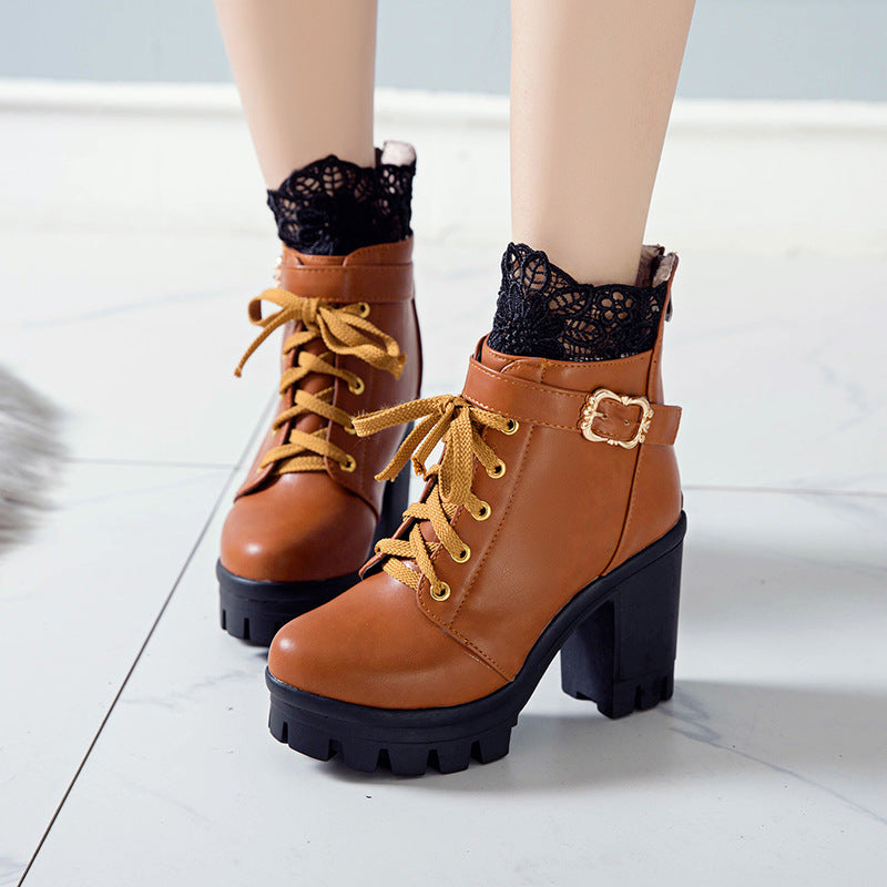 Sarah Express Lace-Up Platform Ankle Boots