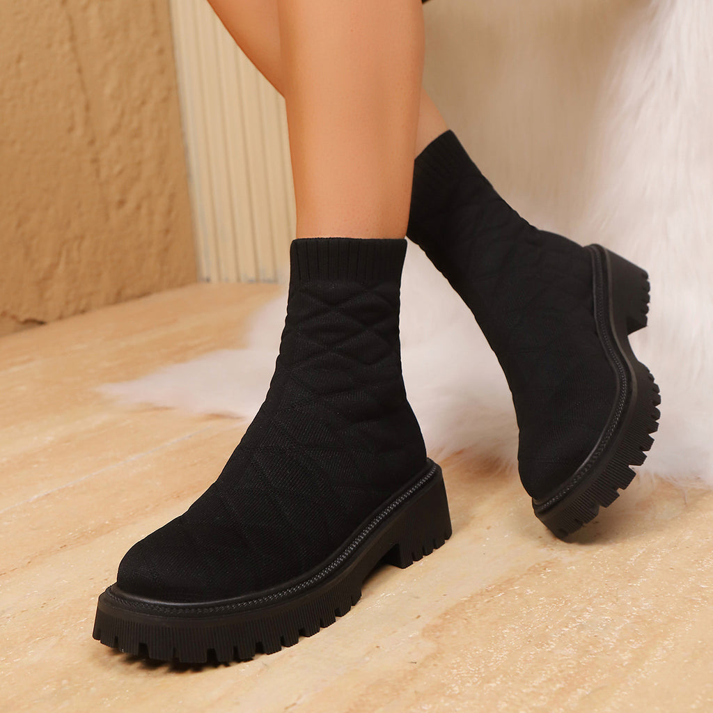 Sarah Express Quilted Mesh Sock Ankle Boots