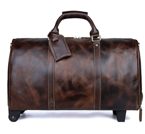 Sarah Express Large Capacity Cowhide Trolley Travel Bag