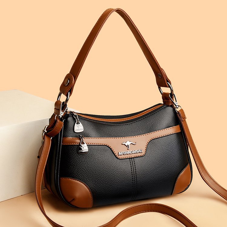 Sarah Express Retro Woven Contrasting Color Shoulder Bag