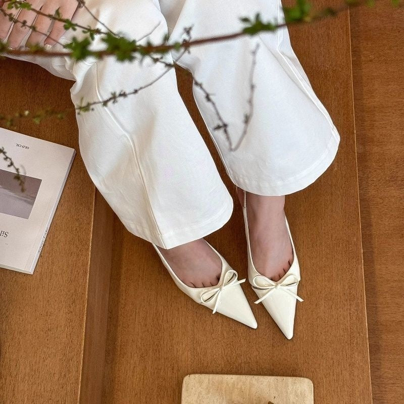 Sarah Express Bow-Knot Pointed-Toe Slingback Stiletto Sandals