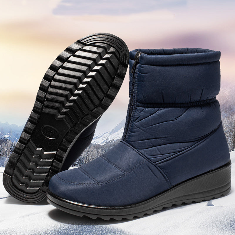 Sarah Express Women's Plush Lined Front Zip Snow Boots