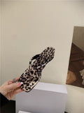 Sarah Express French Style Square Toe Wedge Sandals Leopard Print