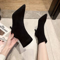 Sarah Express Women's Suede Stiletto Mid-Calf Boots Black Plus Velvet