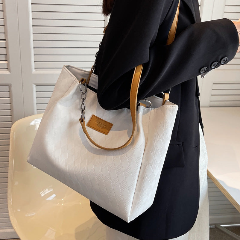 Sarah Express Rhombus Pattern Chain Shoulder Tote Bag