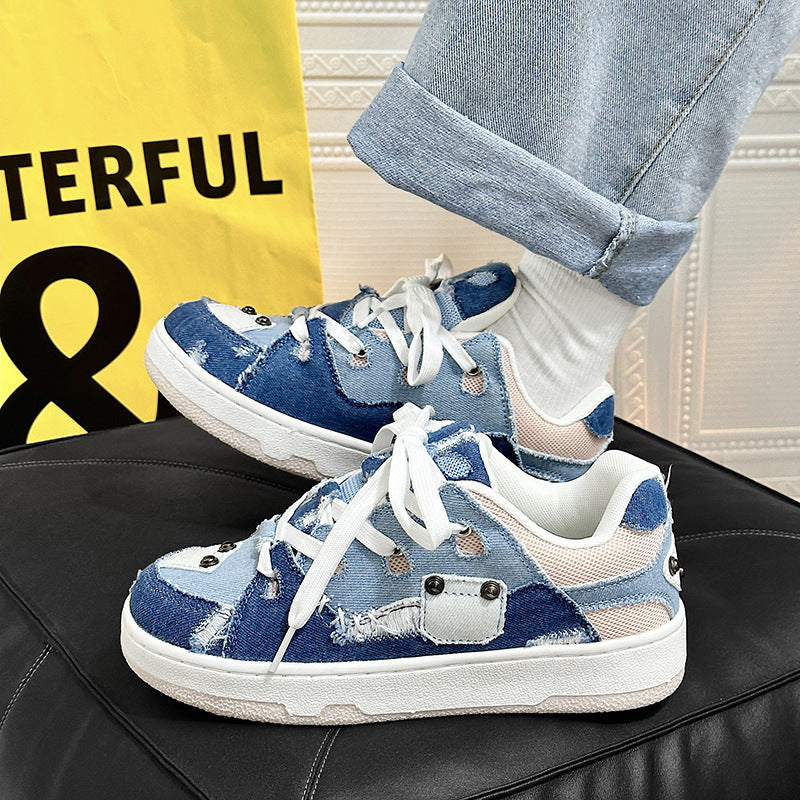 Sarah Express Denim Canvas Patchwork Casual Sneakers