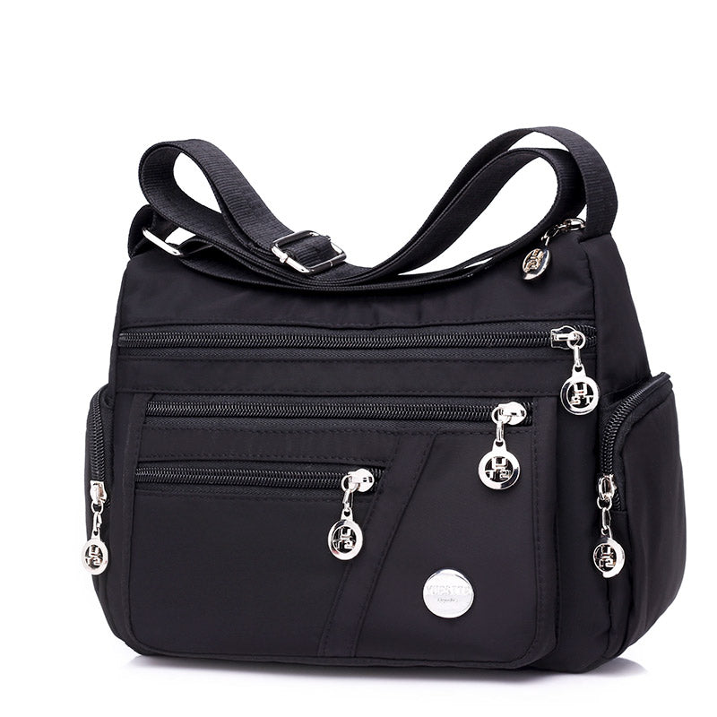 Sarah Express Multi-Layer Nylon Messenger Bag Black