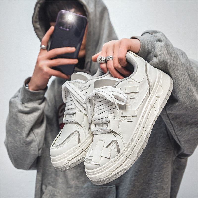 Sarah Express Men's Casual Mesh Panel Sneakers White